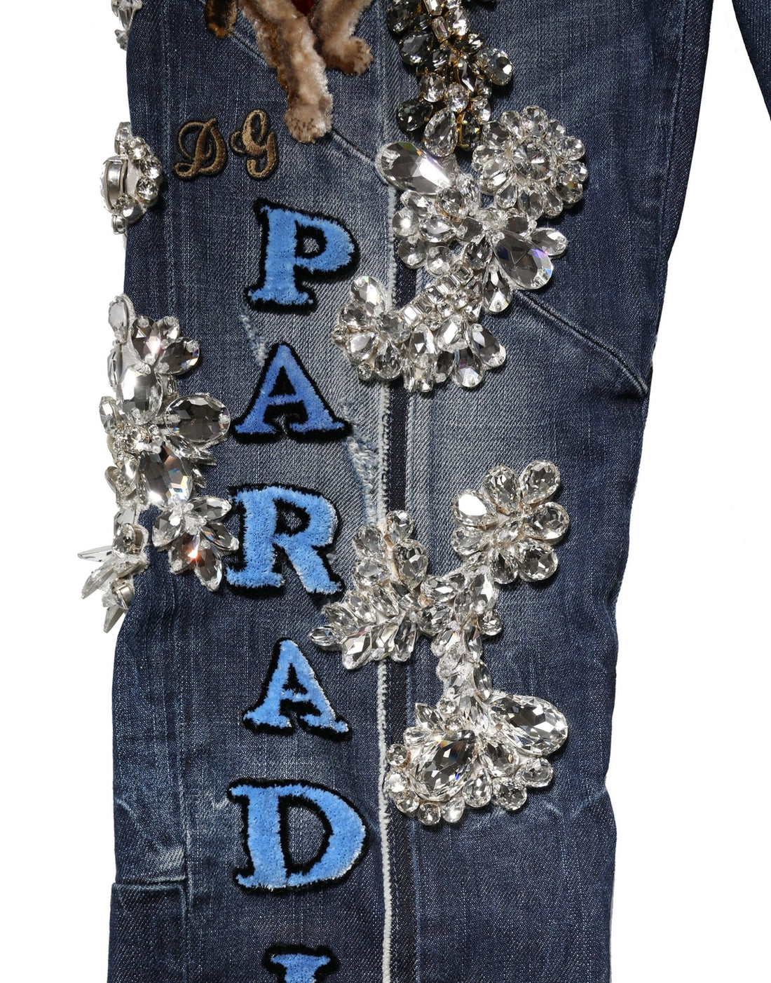 Dolce & Gabbana Blue Cotton Rhinestone Embellish Denim Jeans