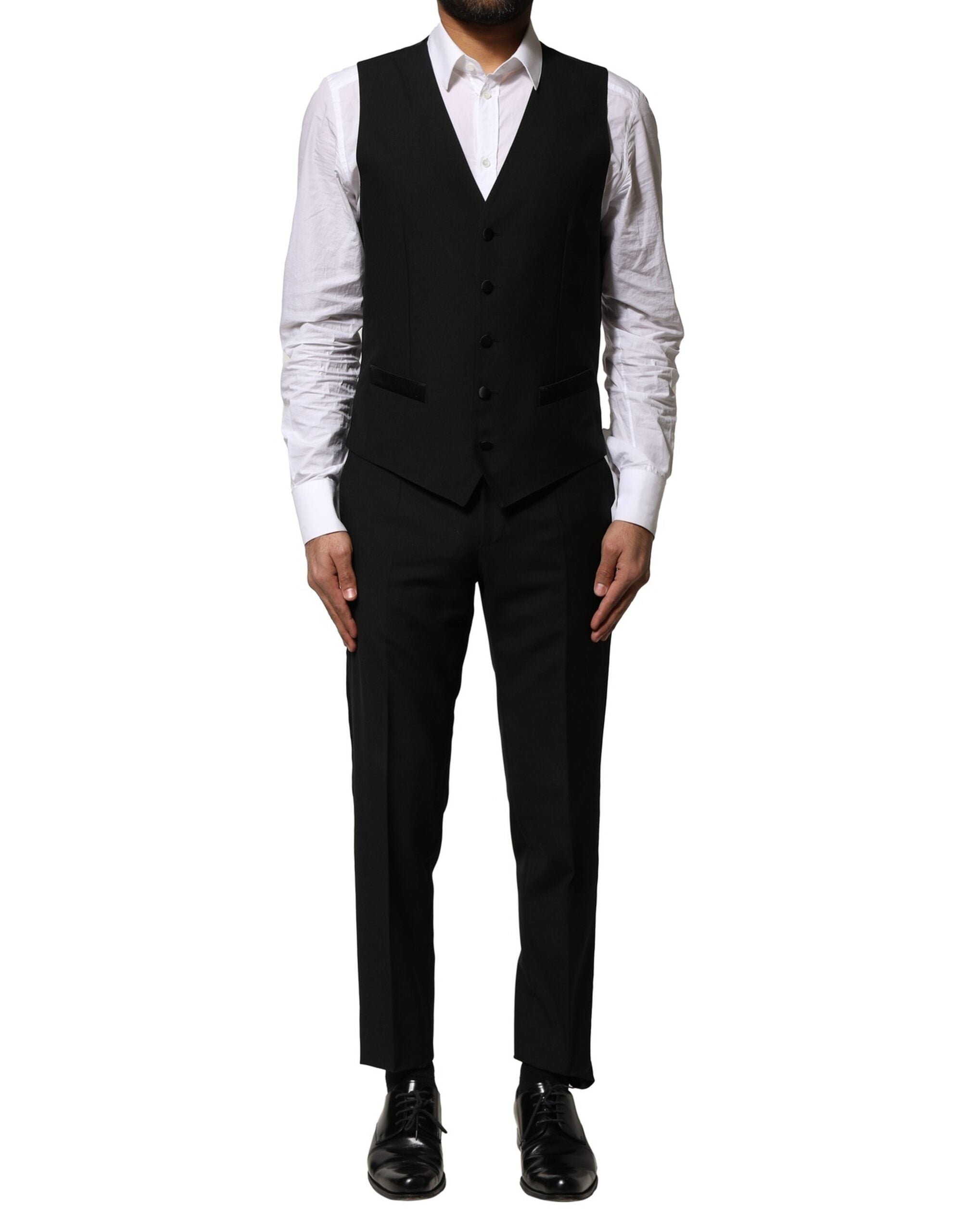 Dolce & Gabbana Black Wool 3 Piece Single Breasted Suit