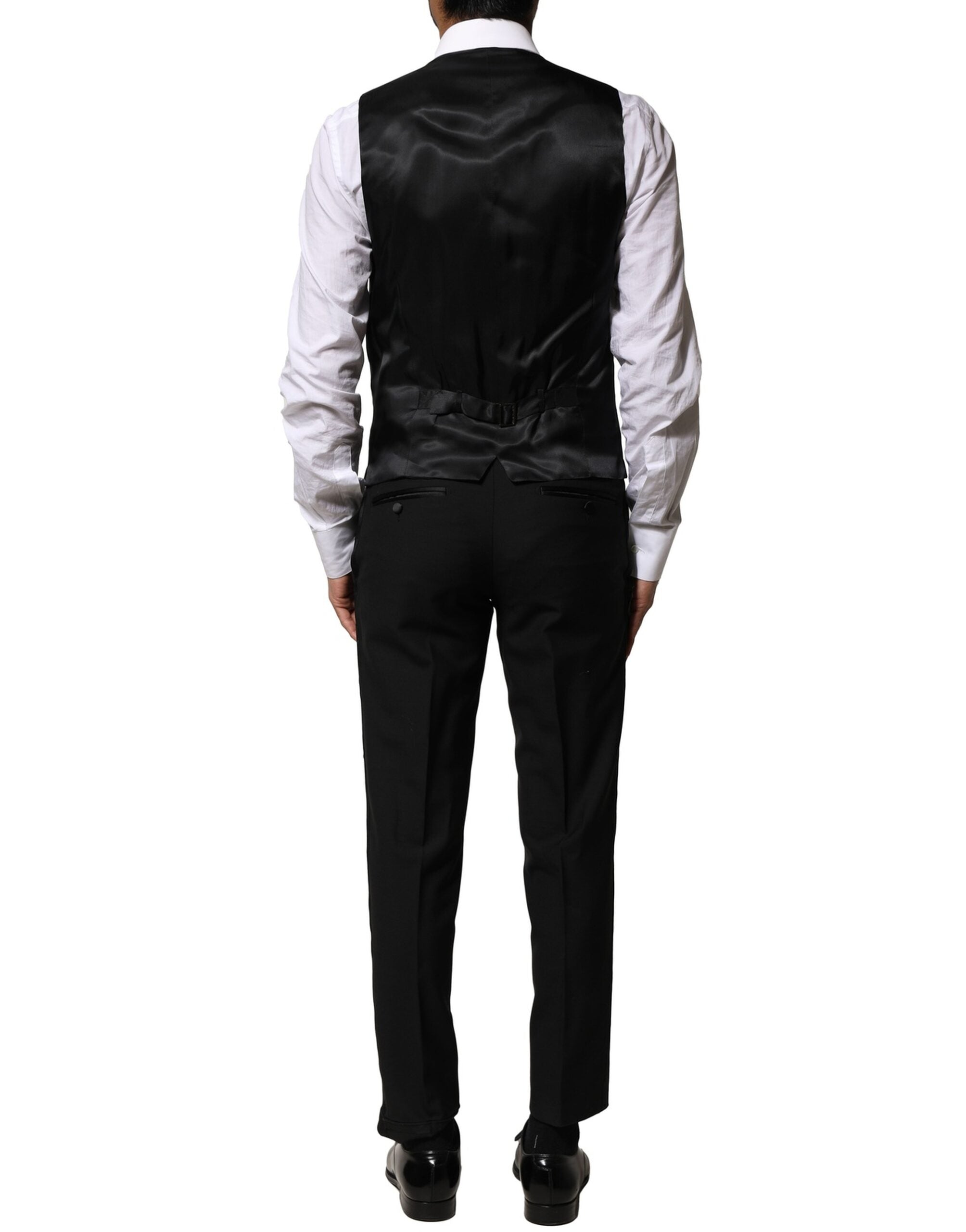 Dolce & Gabbana Black Wool 3 Piece Single Breasted Suit