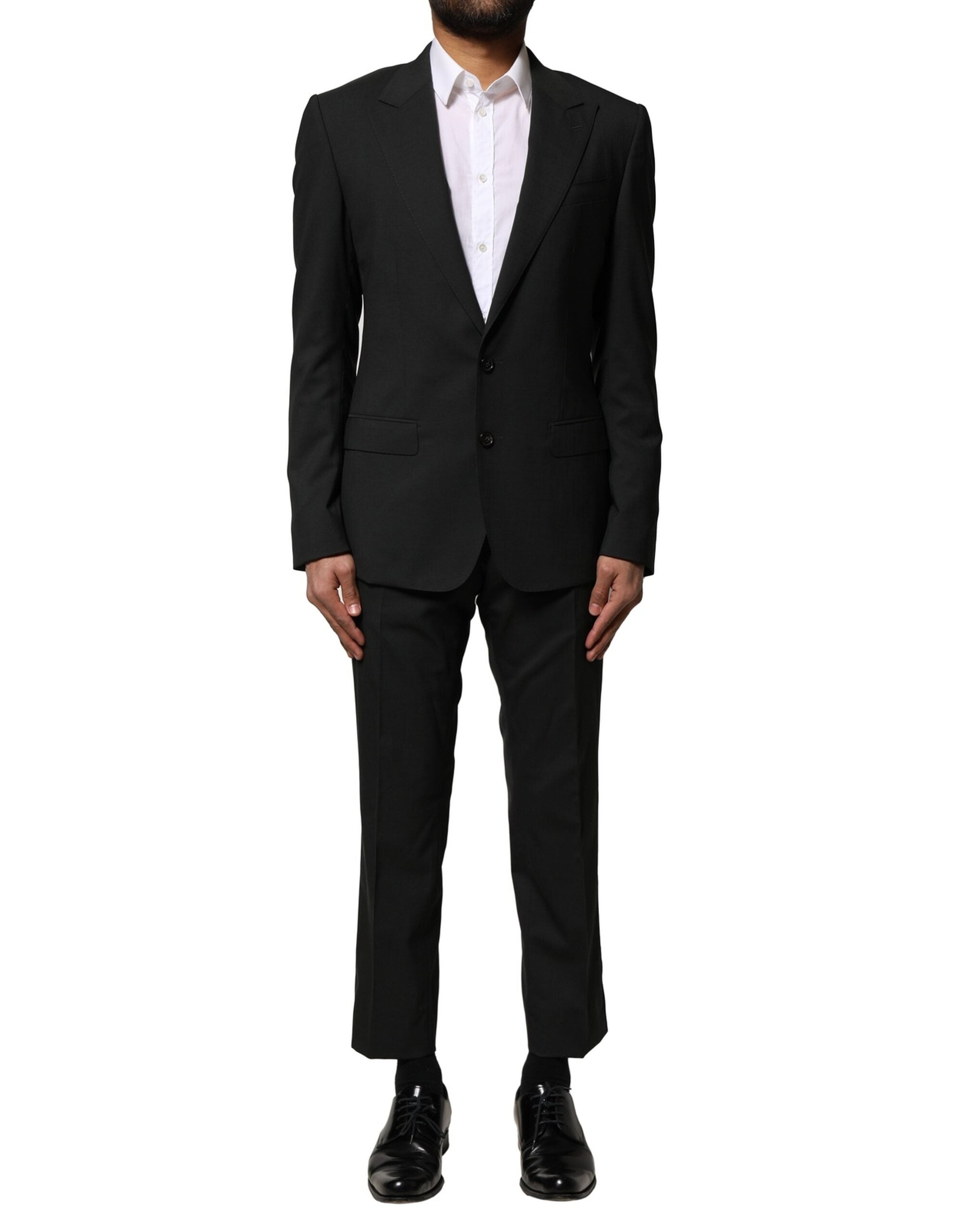 Dolce & Gabbana Black Wool 2 Piece Single Breasted Suit