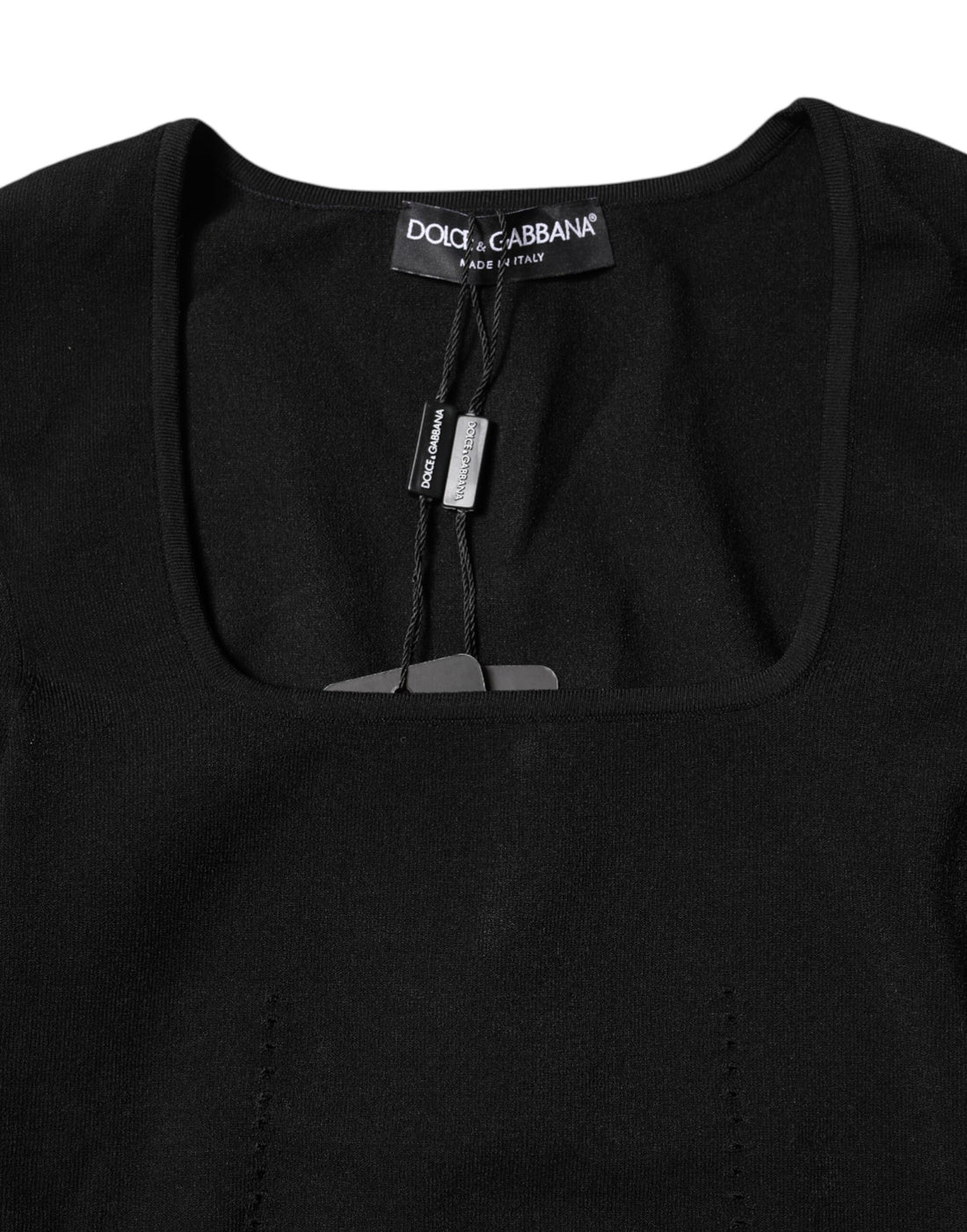 Dolce & Gabbana Black Square Neck Long Sleeves Pullover Top