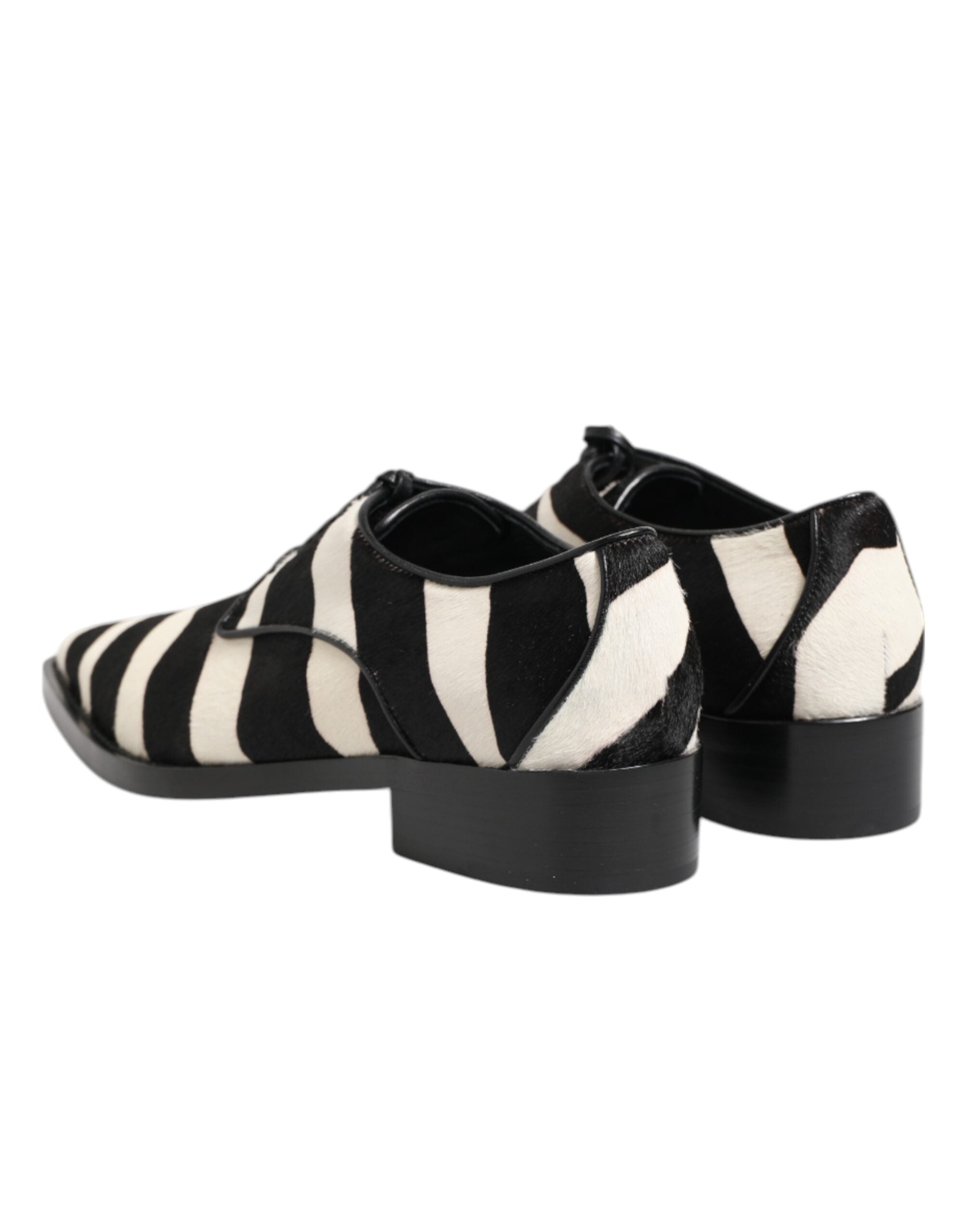 Dolce & Gabbana Black White Zebra Pony Fur Dress Shoes