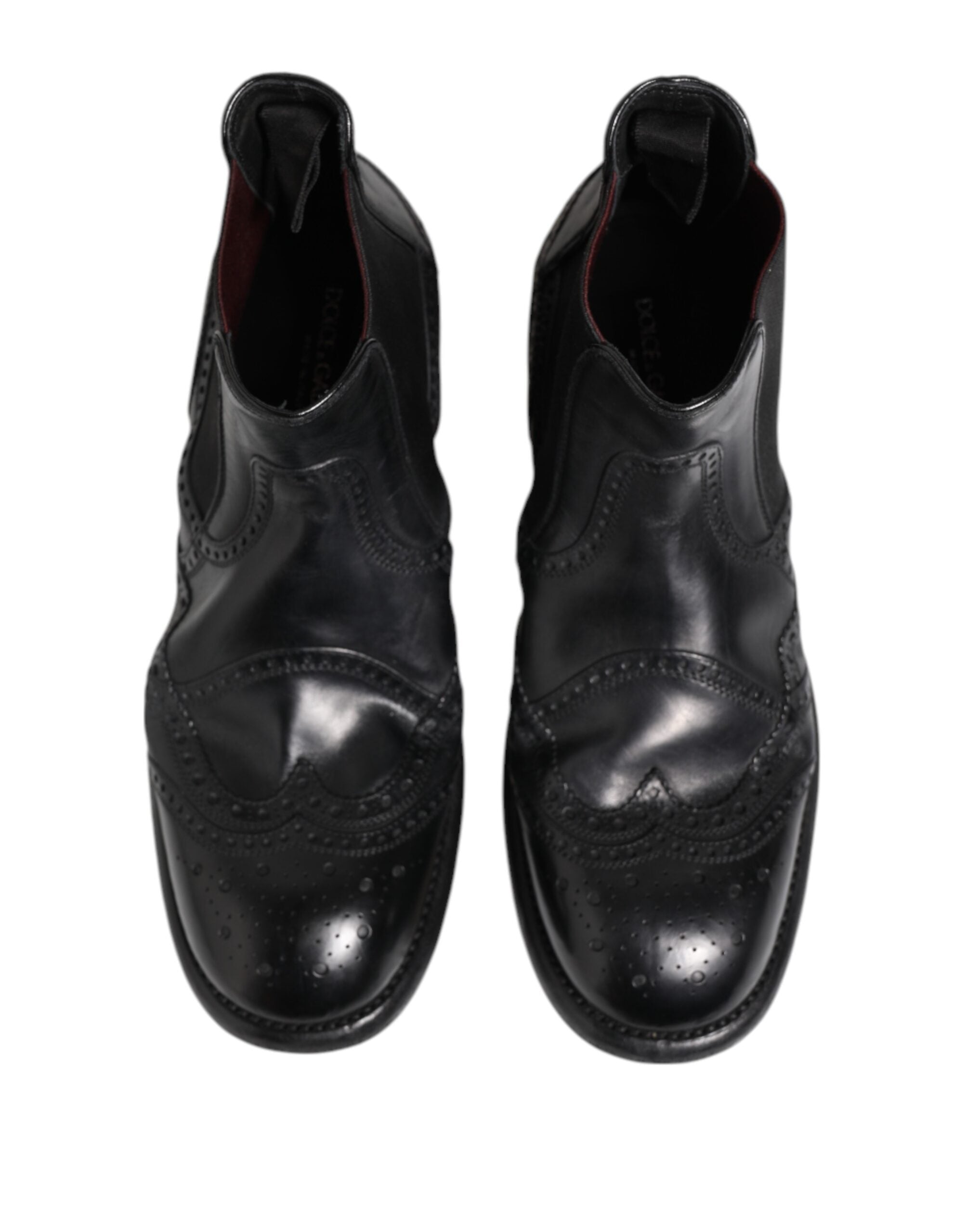 Dolce & Gabbana Black Leather Ankle Boots Slip On Shoes