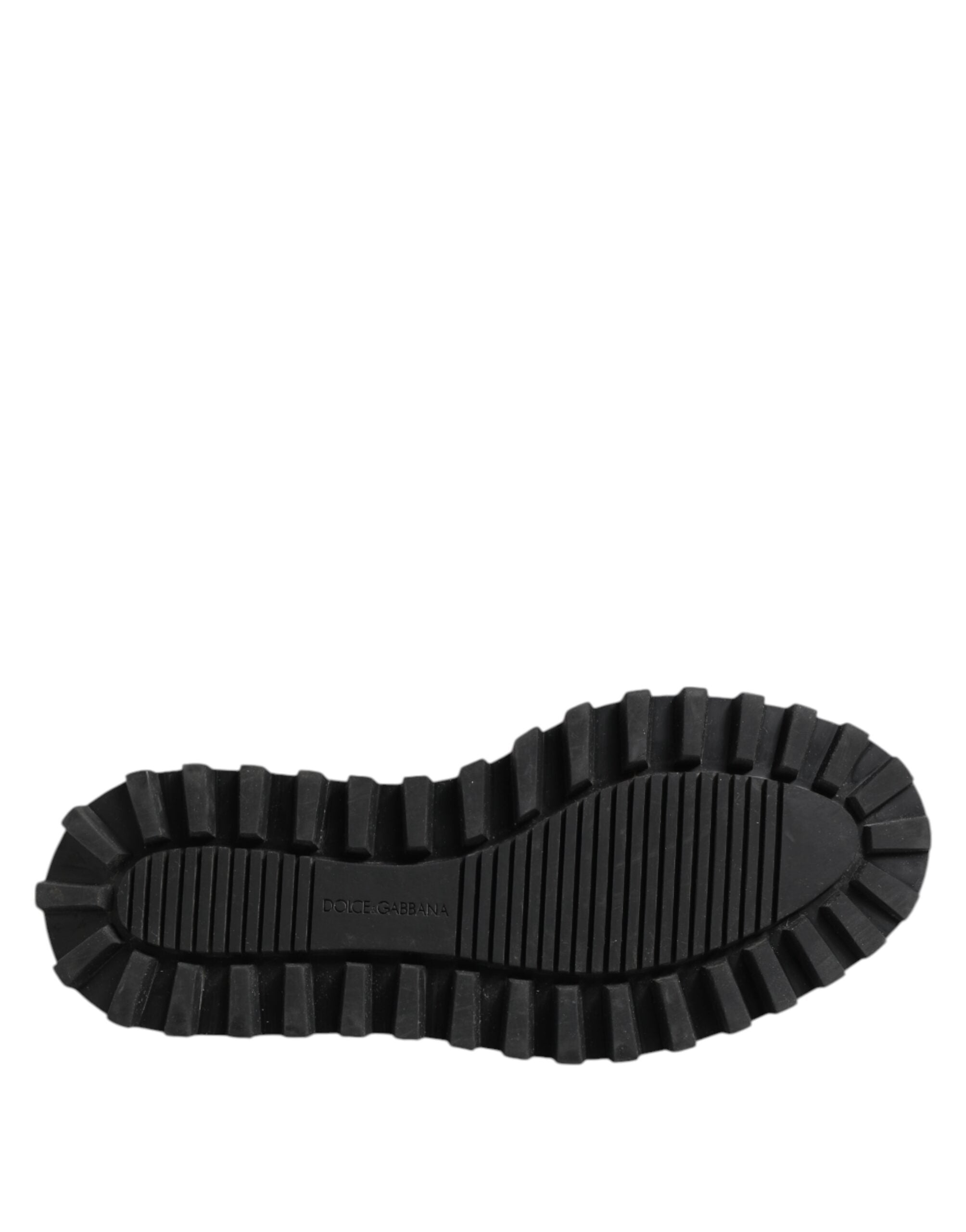 Dolce & Gabbana Black White Calfskin Chunky Derby Shoes