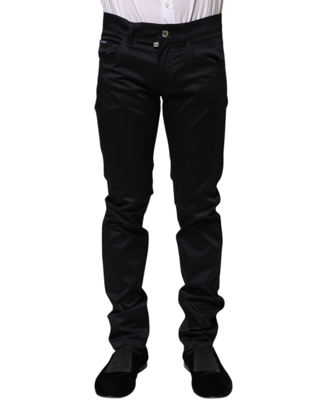 Dolce & Gabbana Black Cotton Skinny Mid Waist Pants