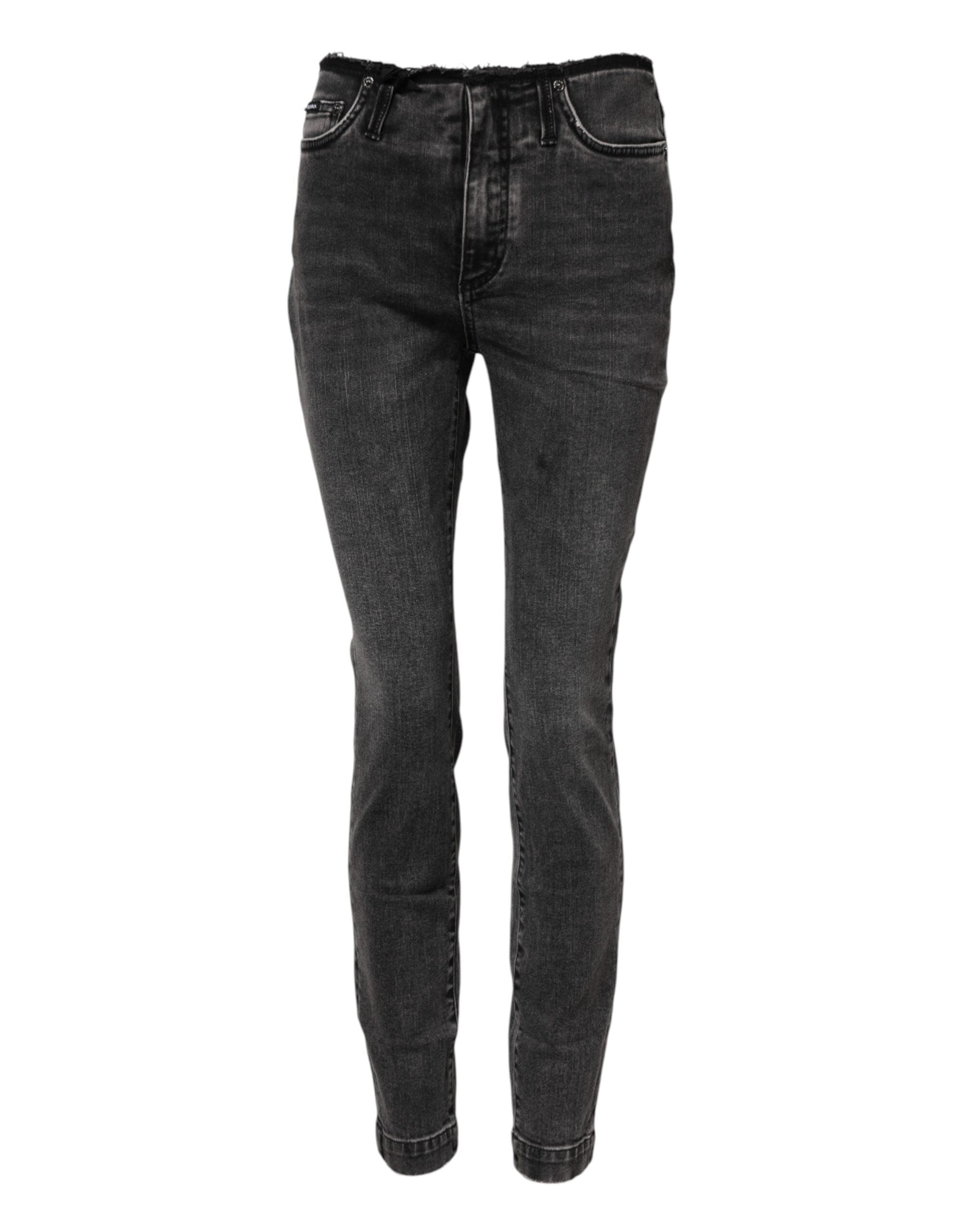 Dolce & Gabbana Gray Skinny Cotton Mid Waisted Denim Jeans