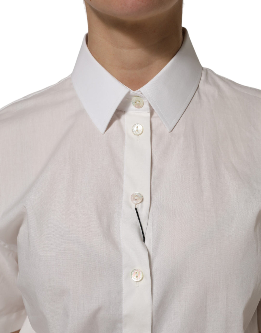Dolce & Gabbana White Cotton Short Sleeves Collared Top Shirt