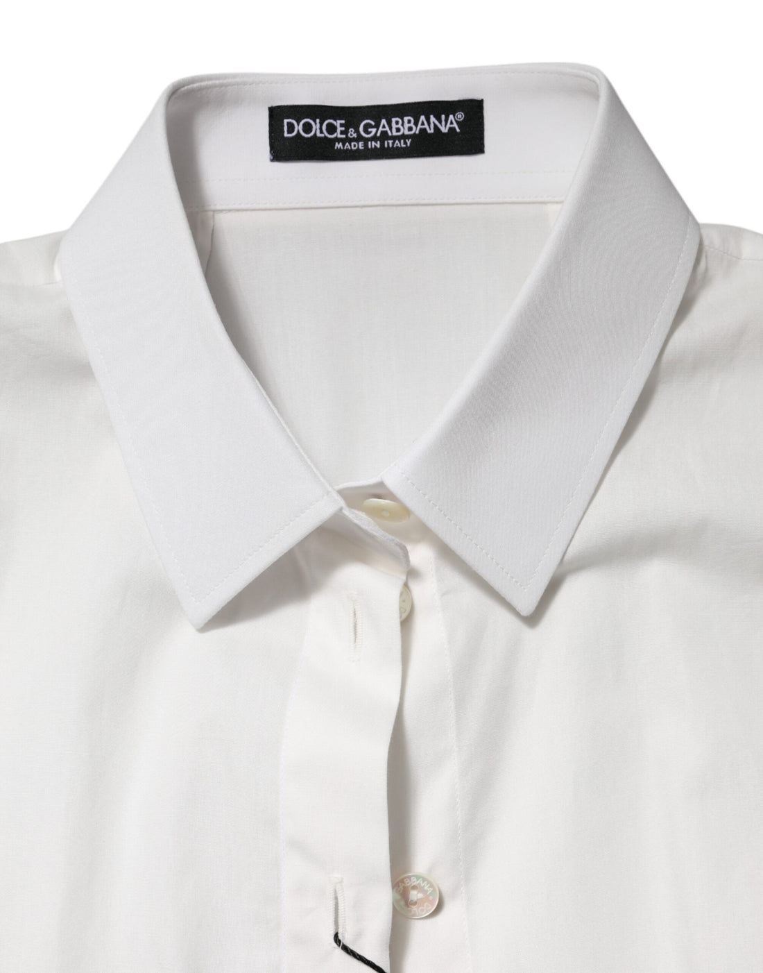 Dolce & Gabbana White Cotton Short Sleeves Collared Top Shirt