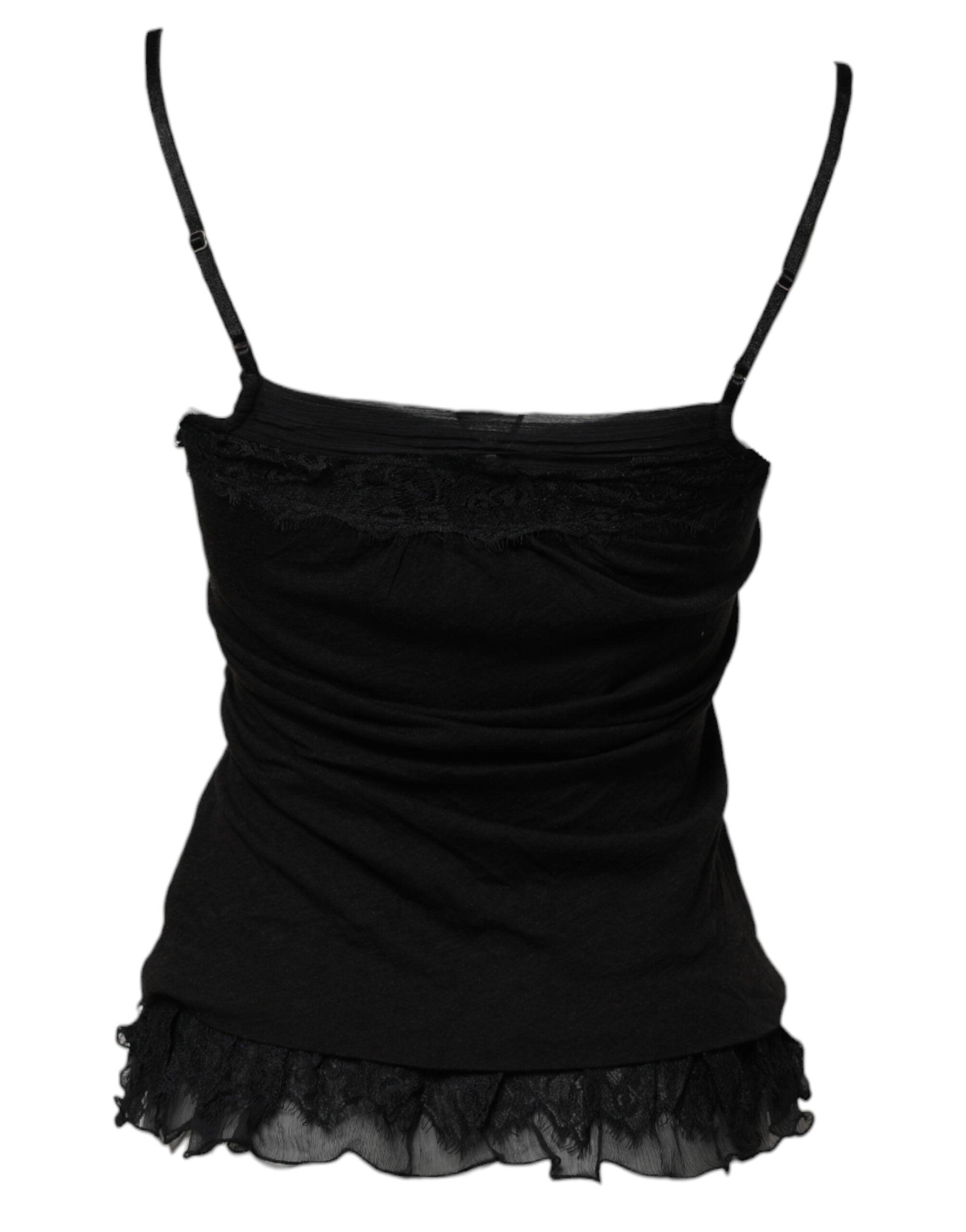 Scervino Street Black Wool Sleeveless Square Neck Tank Top