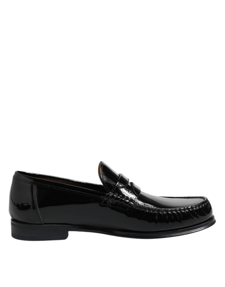 Dolce & Gabbana Black Leather Slip On Loafers Dress Shoes
