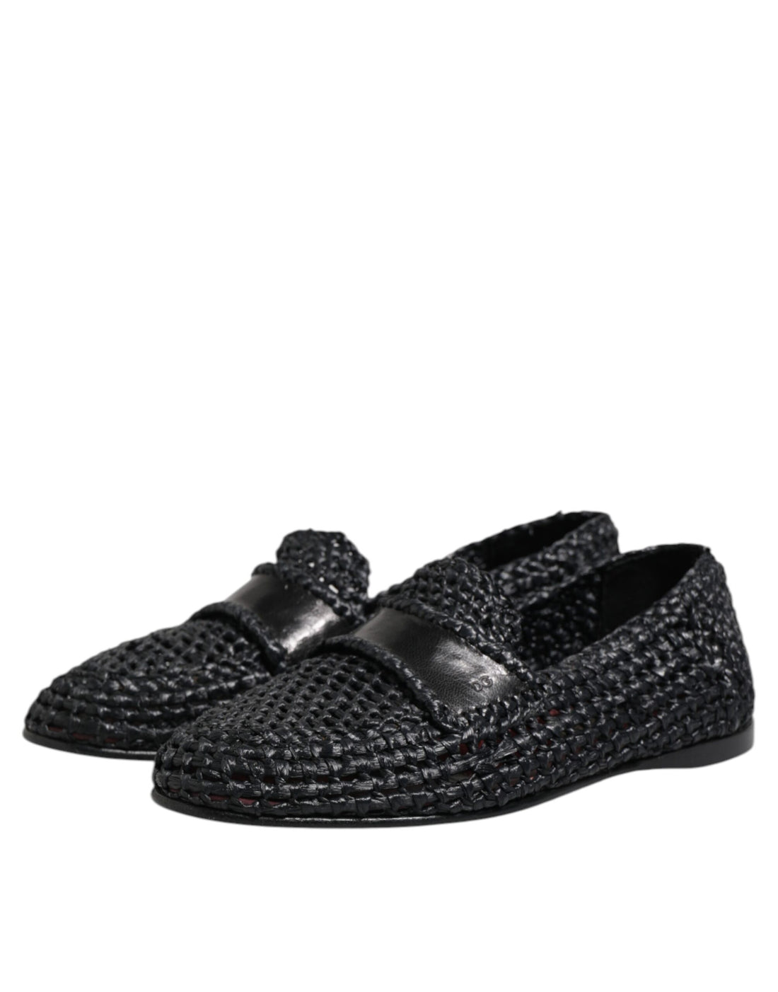 Dolce & Gabbana Black Woven Leather Slip On Loafers Men Shoes