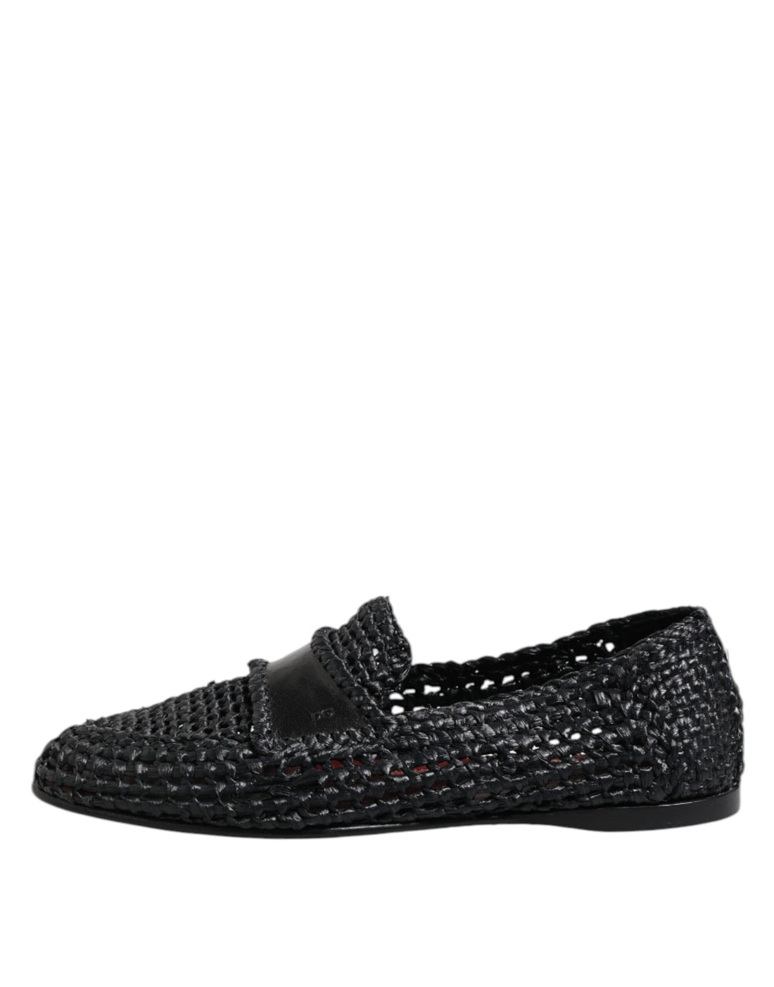 Dolce & Gabbana Black Woven Leather Slip On Loafers Men Shoes