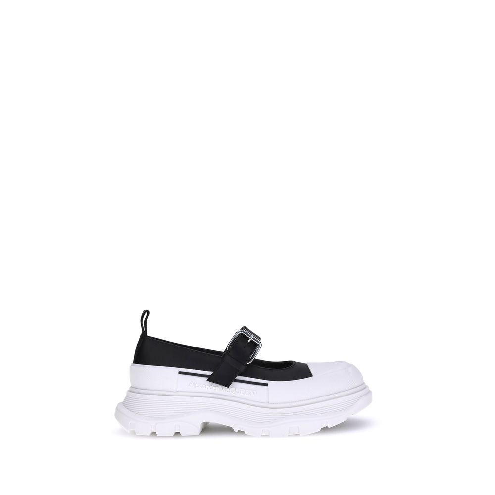 Alexander McQueen Black Calf Leather Bos Taurus Ballet Flats