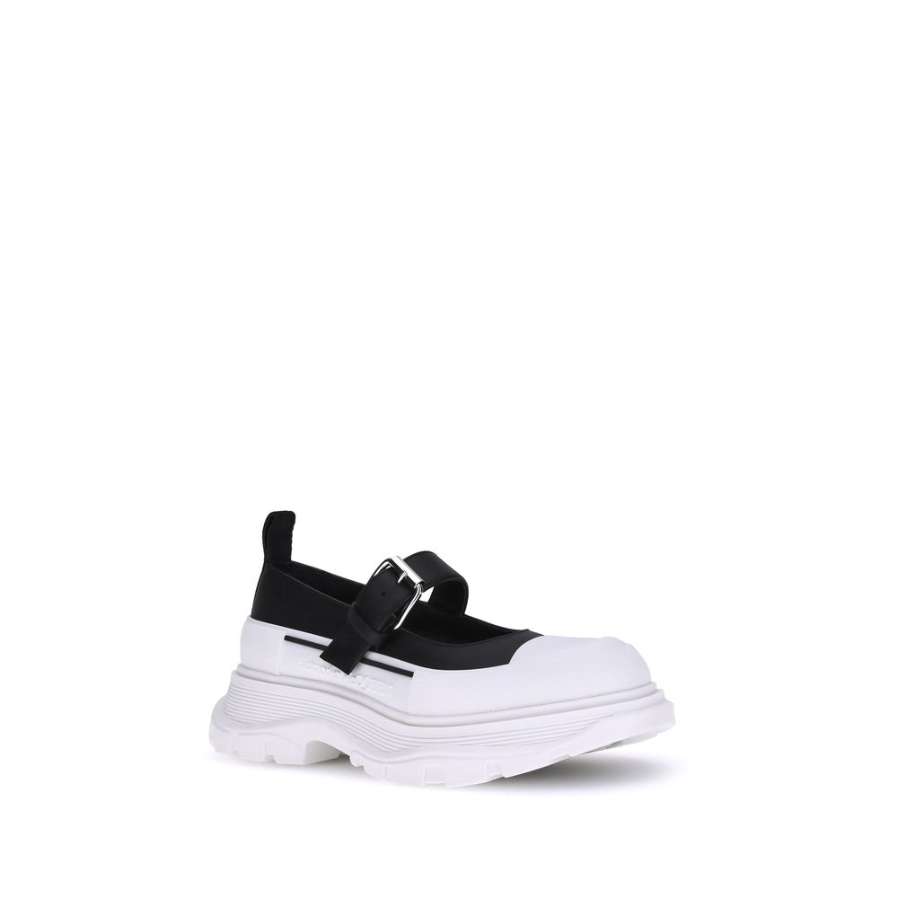 Alexander McQueen Black Calf Leather Bos Taurus Ballet Flats
