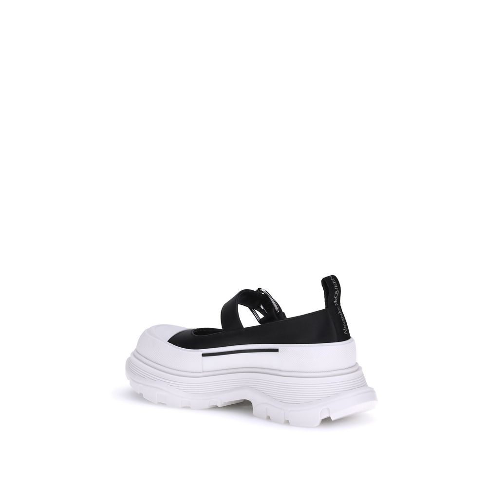 Alexander McQueen Black Calf Leather Bos Taurus Ballet Flats
