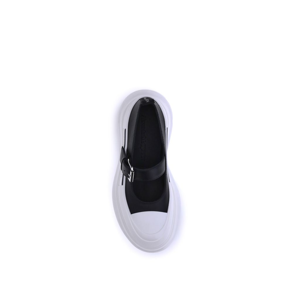Alexander McQueen Black Calf Leather Bos Taurus Ballet Flats