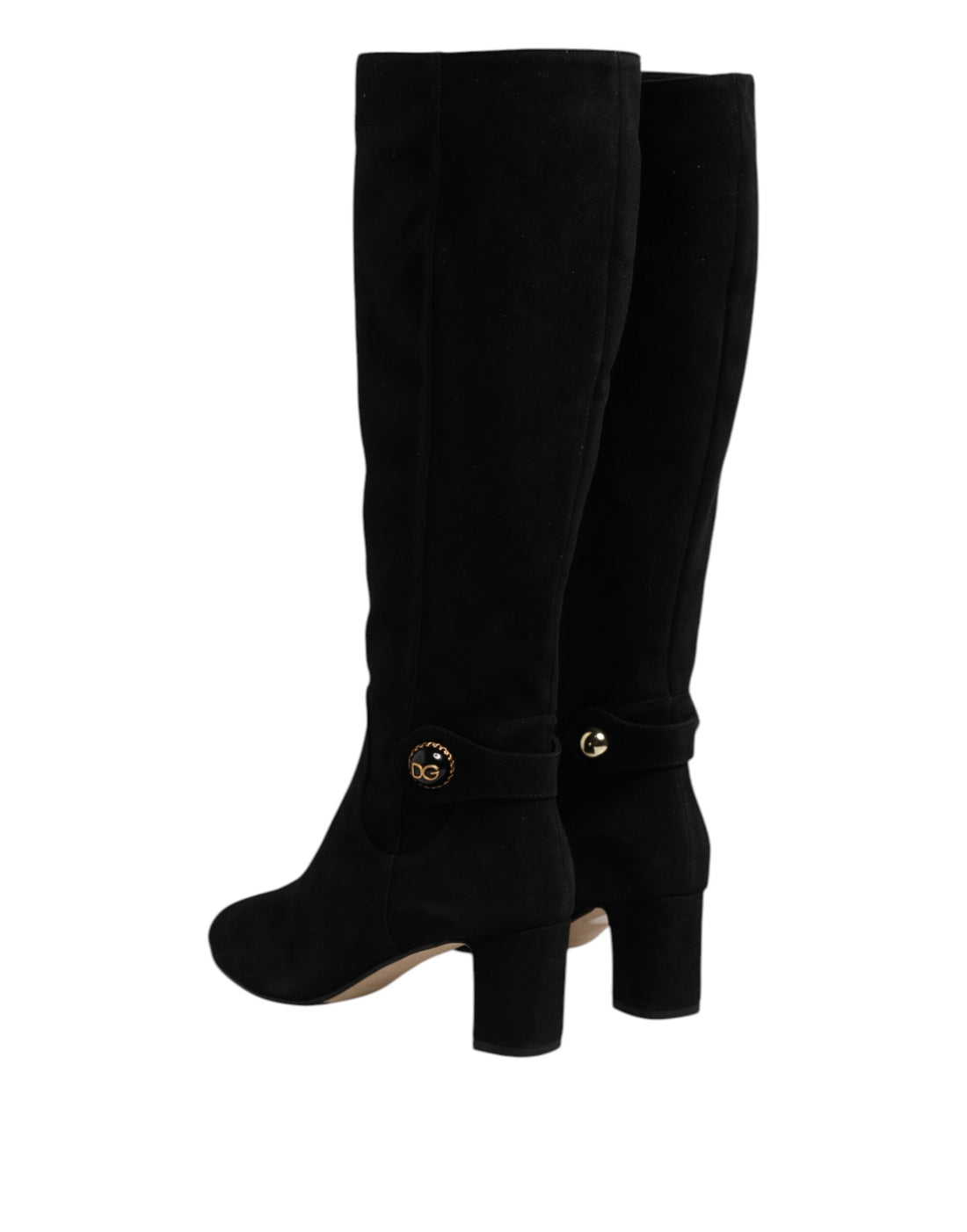 Dolce & Gabbana Black Suede Leather Knee High Boots Shoes