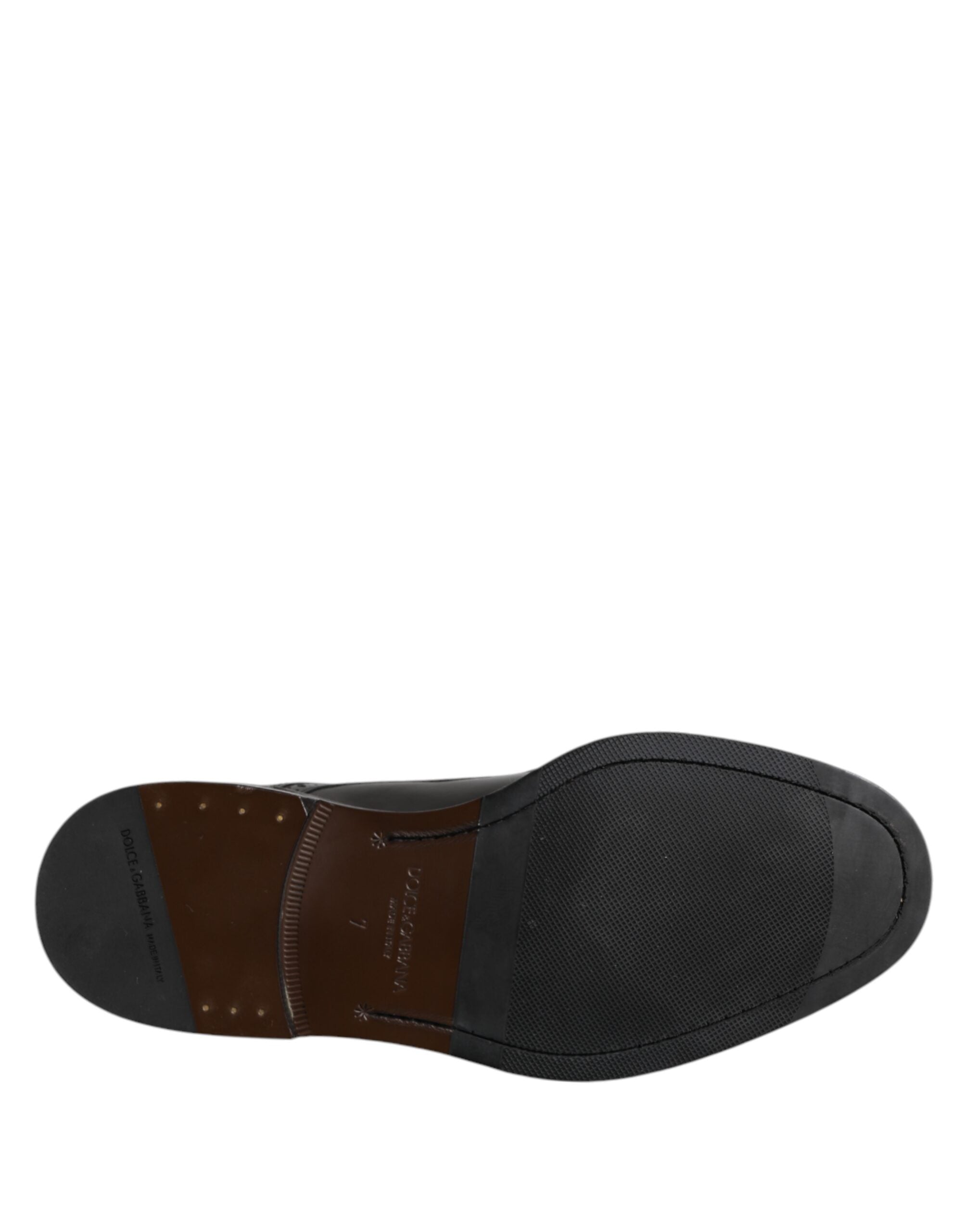 Dolce & Gabbana Black Leather Derby Wingtip Formal Shoes