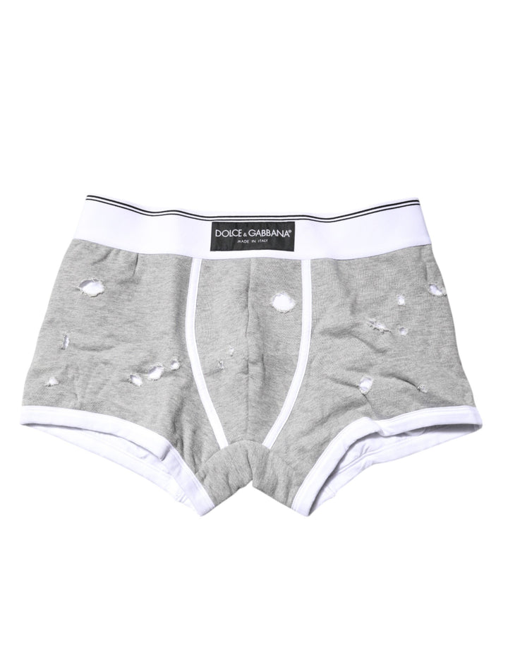 Dolce & Gabbana Gray Cotton Stretch Regular Boxer Underwear