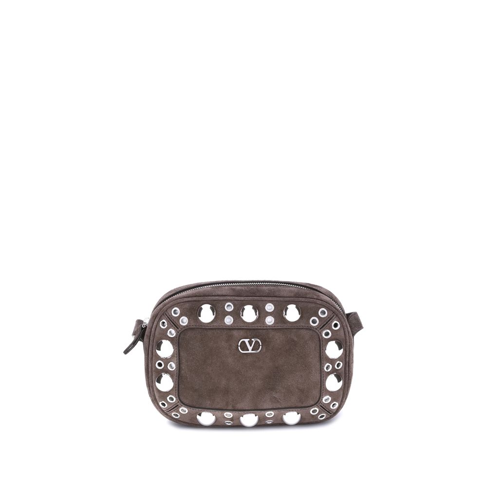 Valentino Garavani Brown Calf Leather Bos Taurus Shoulder Bag