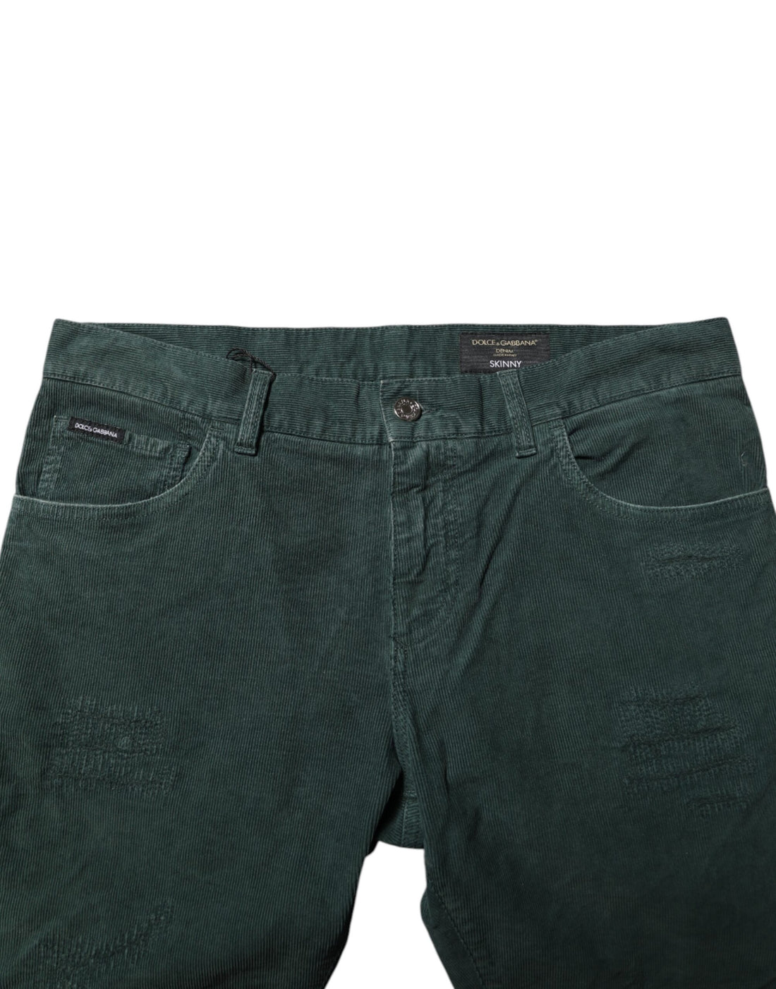 Dolce & Gabbana Green Cotton Corduroy Skinny Pants