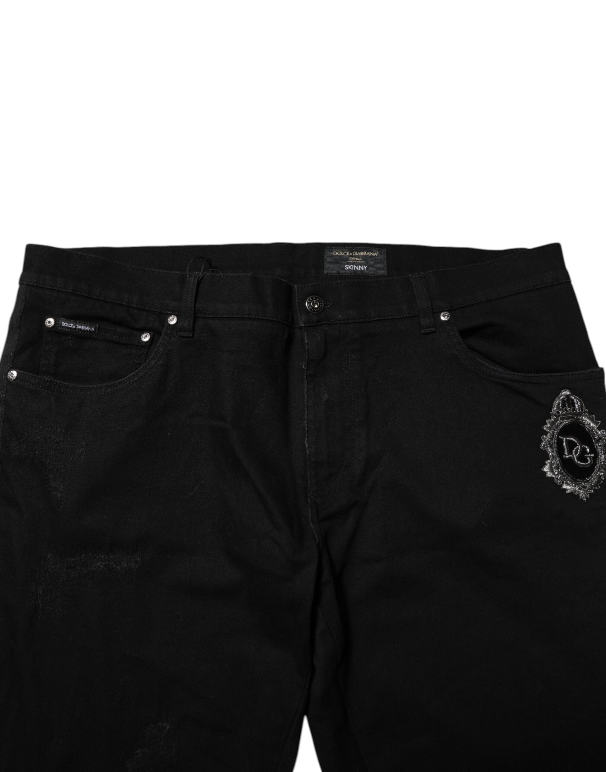 Dolce & Gabbana Black Cotton Skinny Men Denim Jeans