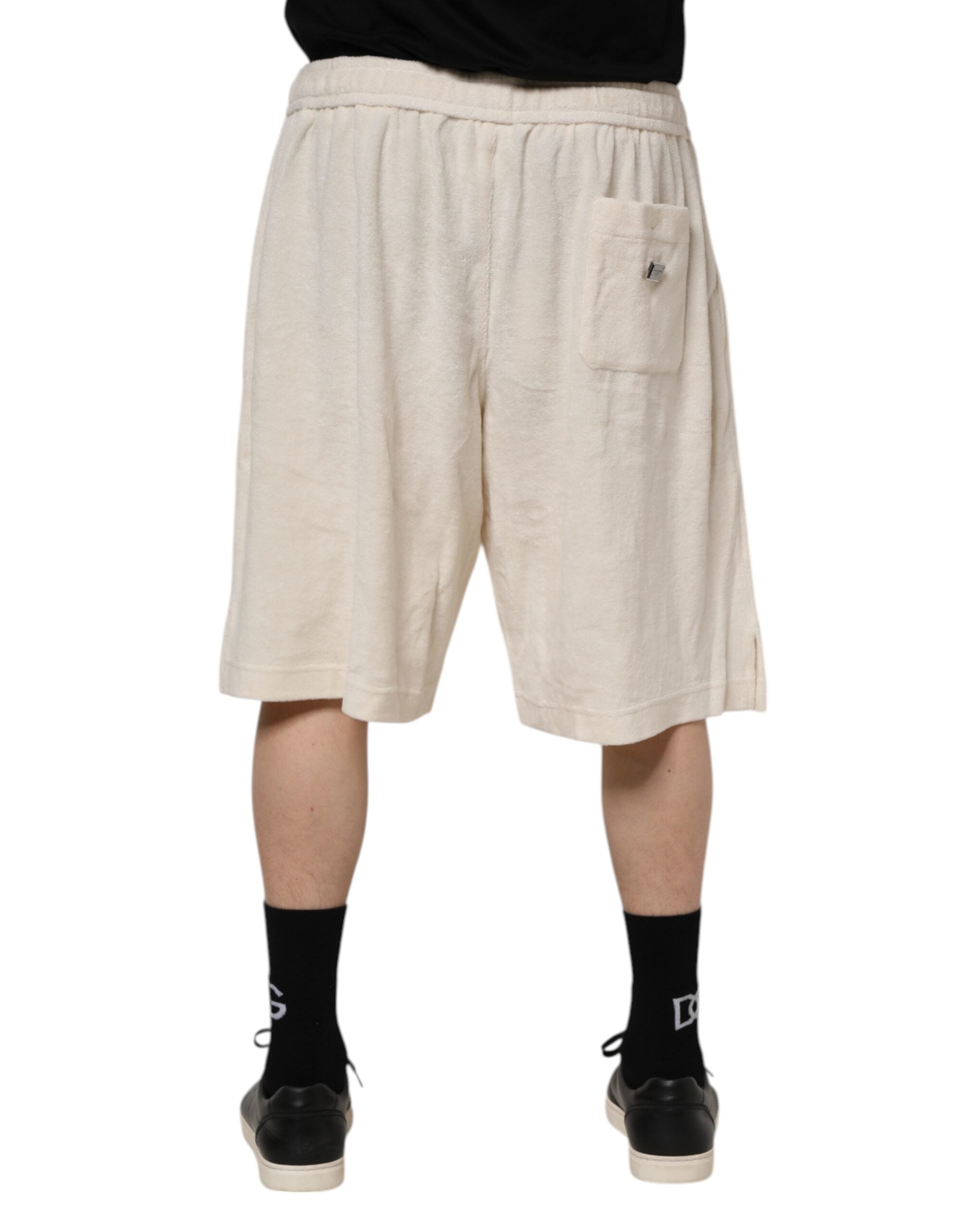 Dolce & Gabbana Ivory Cotton Men Bermuda Sweatshorts Shorts