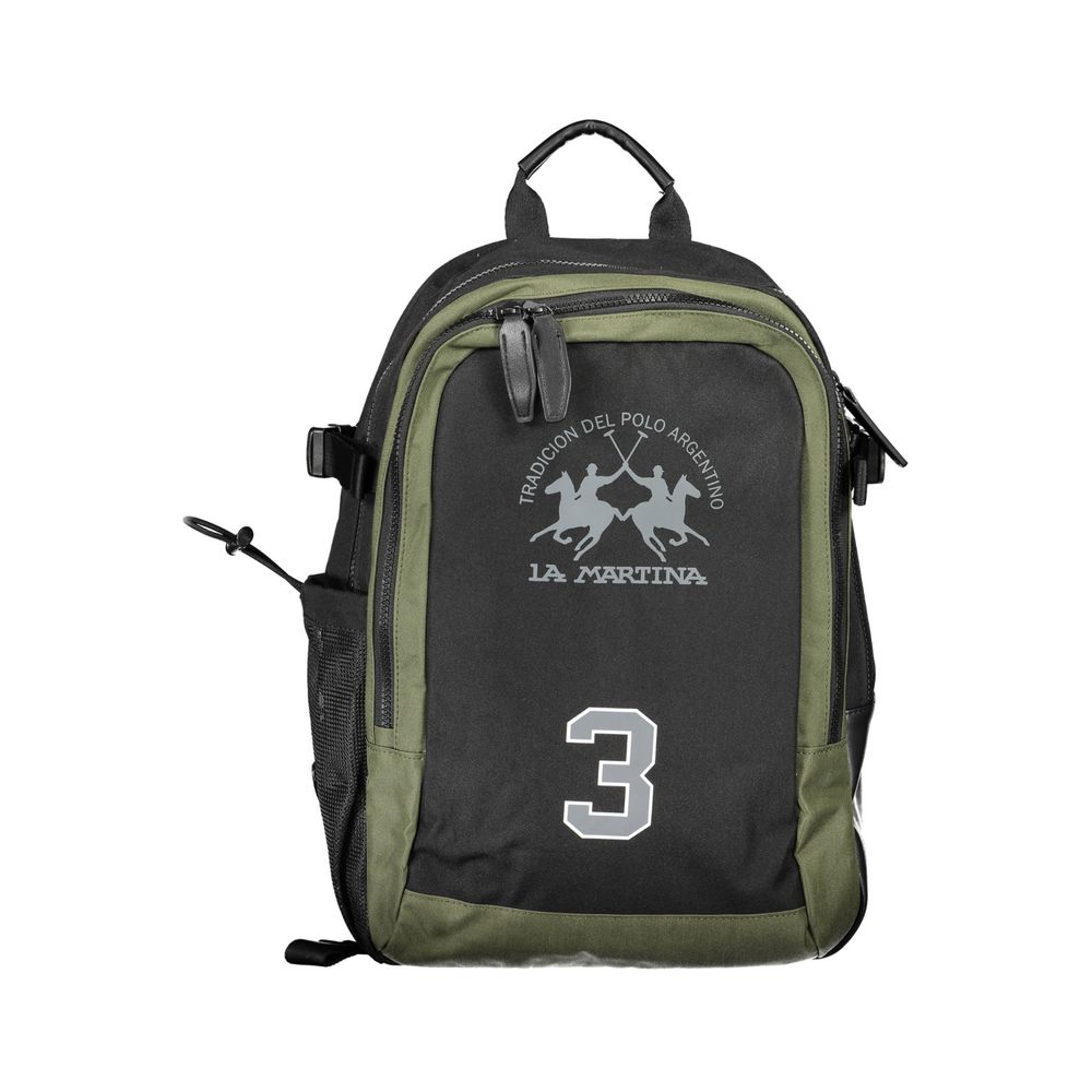 La Martina Black Polyester Men Backpack