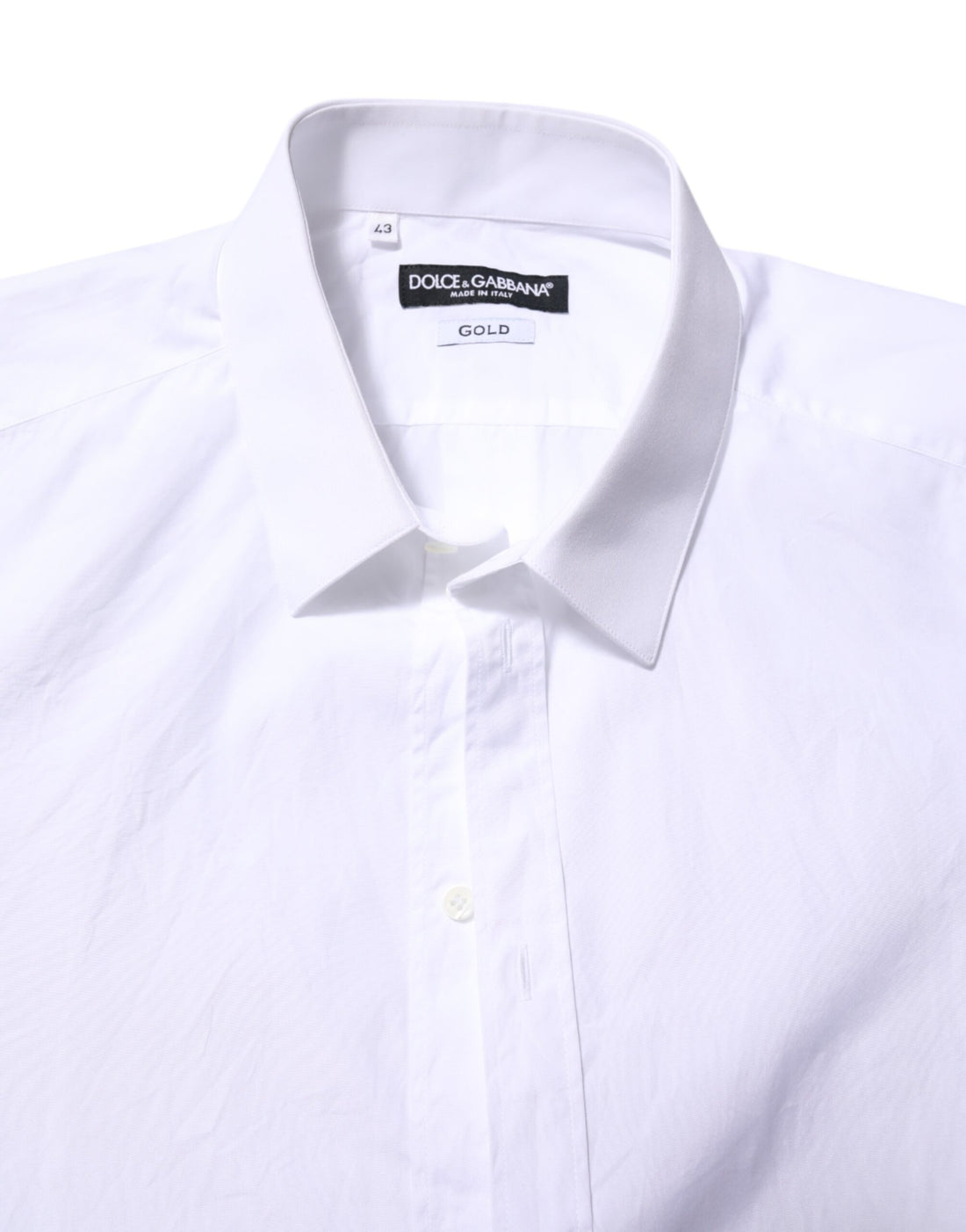 Dolce & Gabbana White Cotton GOLD Long Sleeves Formal Shirt