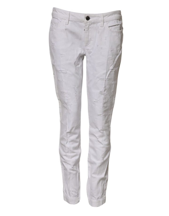 Dolce & Gabbana White Cotton Mid Waisted Women Denim Jeans