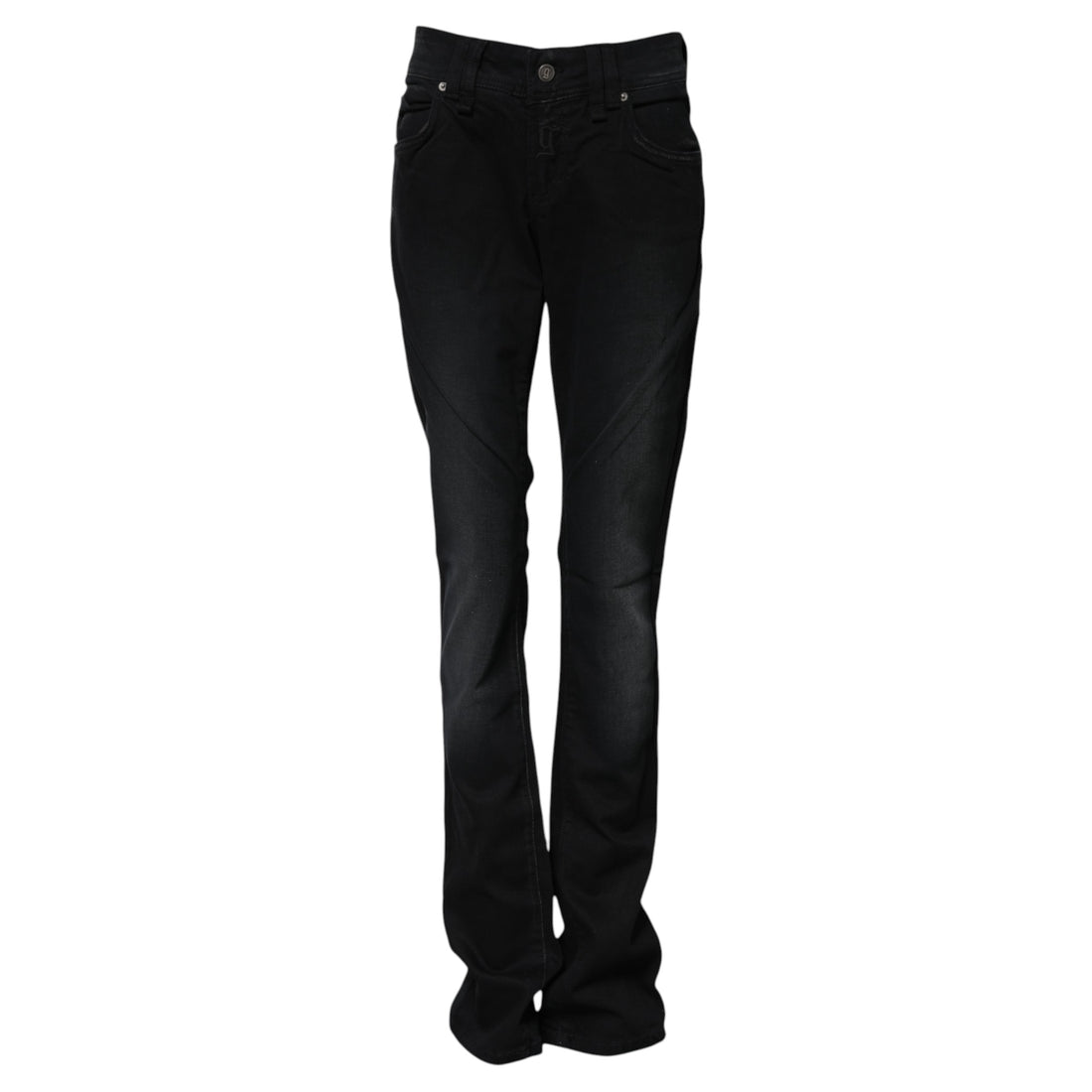 John Galliano Black Cotton Mid Waist Tapered Denim Jeans
