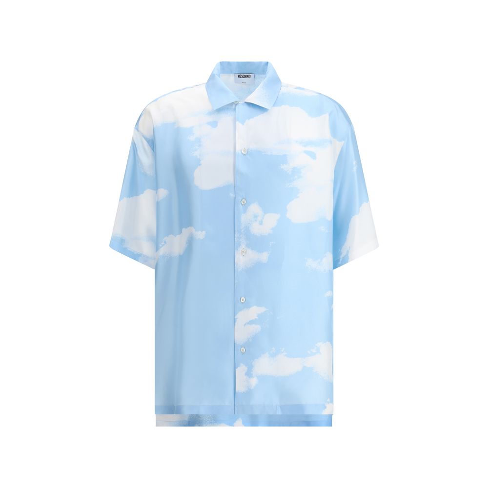 Moschino Blue Silk Pattern Shirt