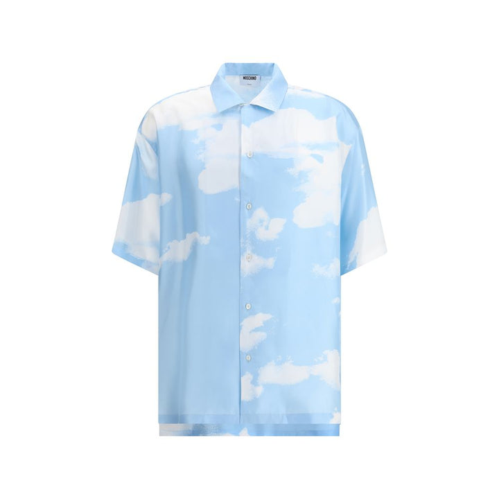 Moschino Blue Silk Pattern Shirt