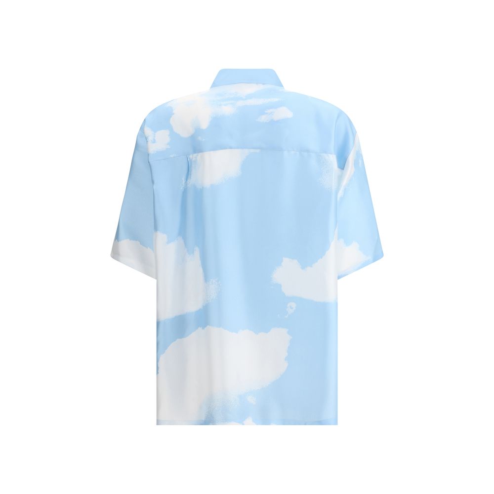 Moschino Blue Silk Pattern Shirt