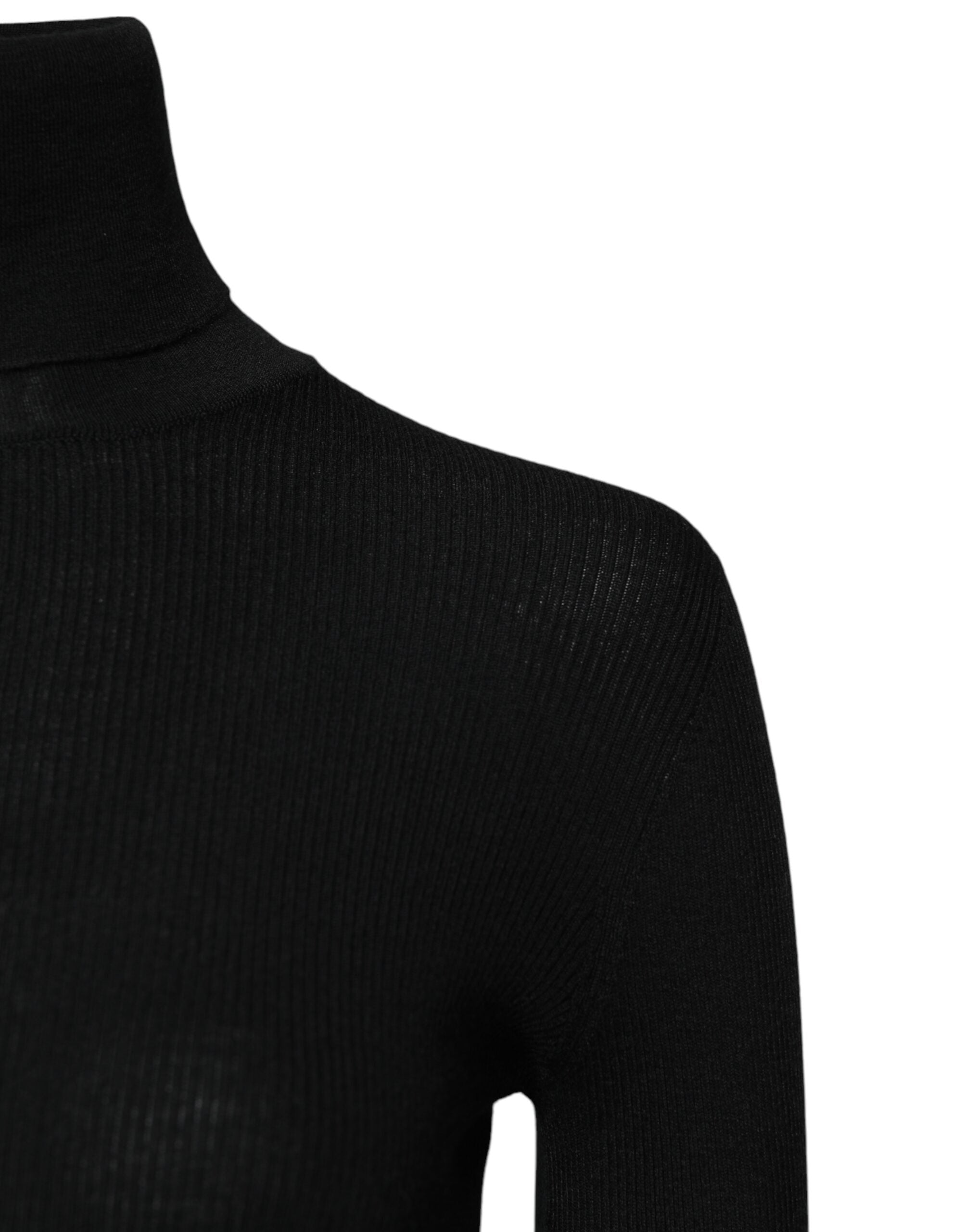 Dolce & Gabbana Black Cashmere Turtleneck Knitted Blouse Top