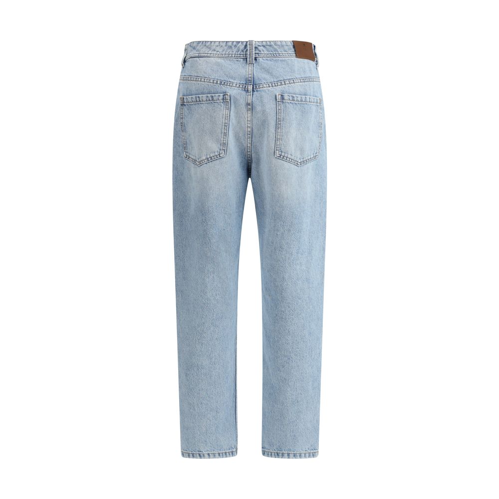 Brunello Cucinelli Blue Cotton Straight-Leg Jeans