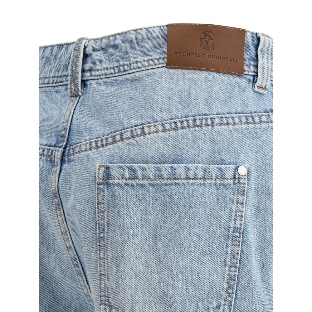 Brunello Cucinelli Blue Cotton Straight-Leg Jeans