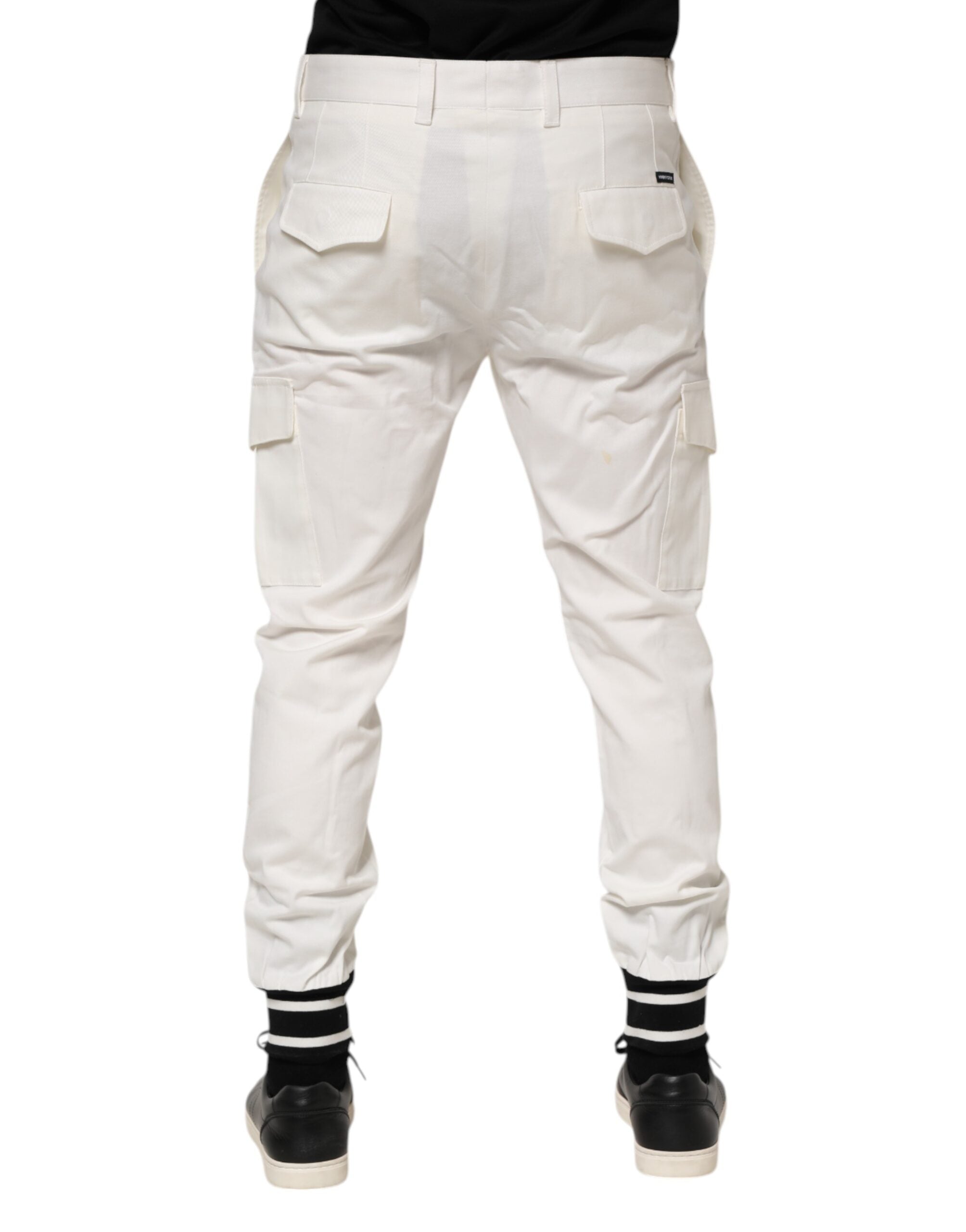 Dolce & Gabbana White Cotton Jogger Cargo Skinny Men Pants