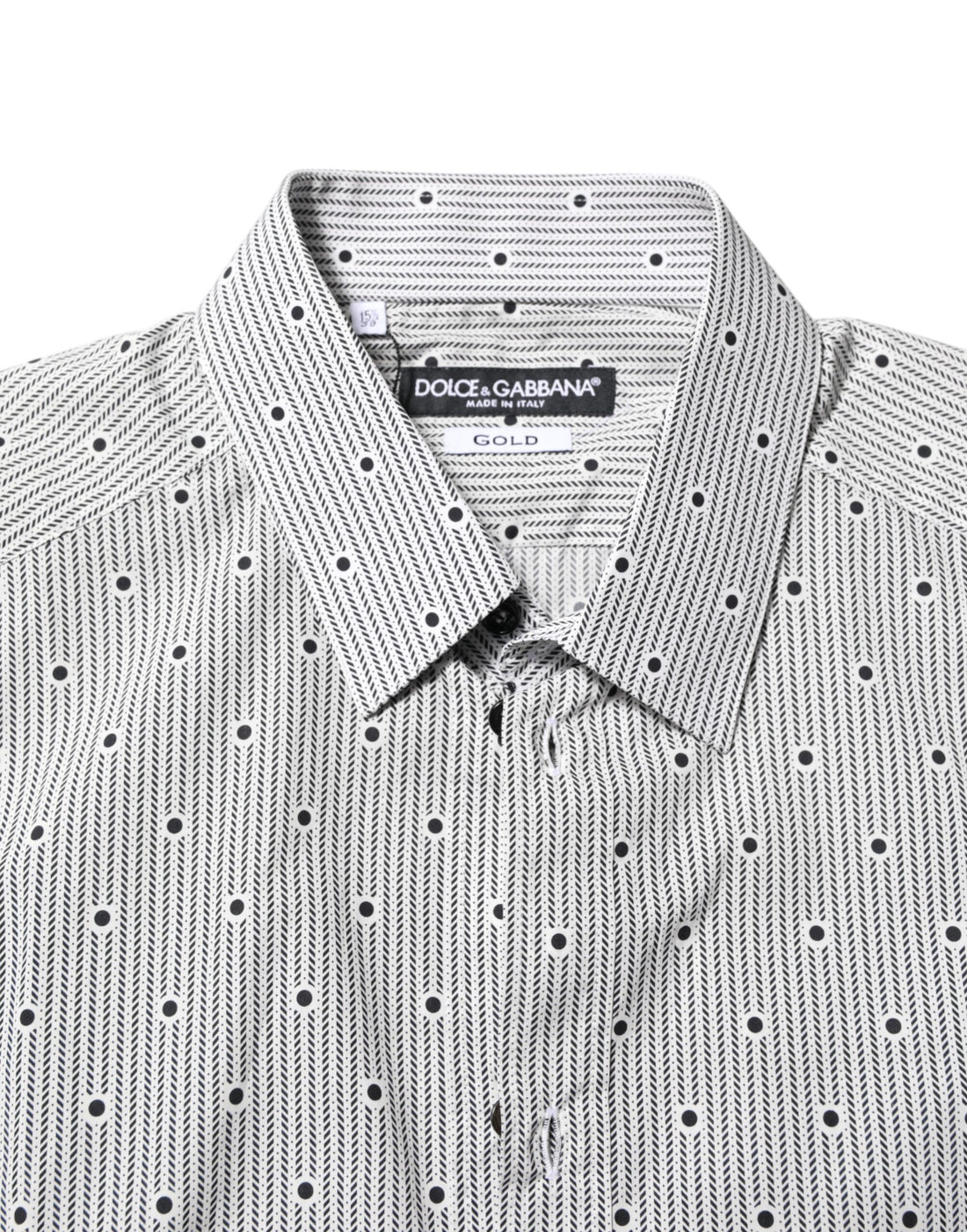 Dolce & Gabbana Gray Dotted Semi Fitted GOLD Men Formal Shirt