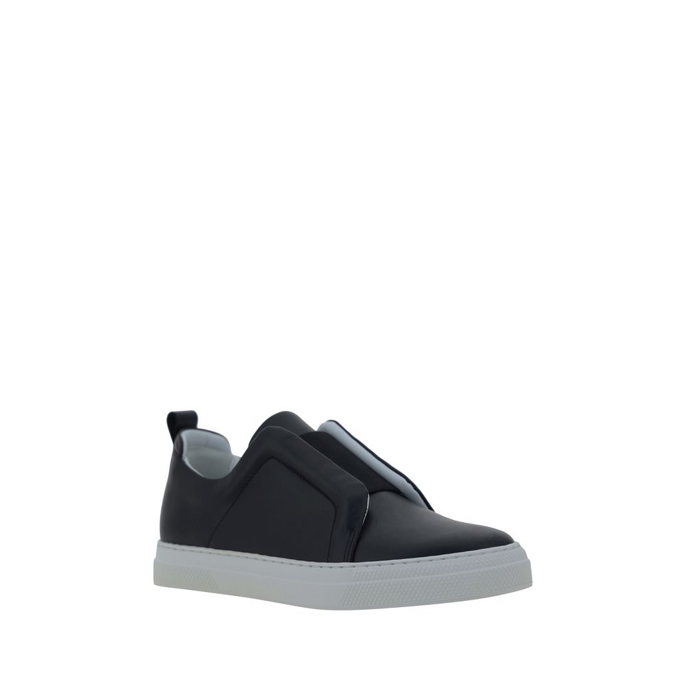 Pierre Hardy Black Calf Leather Bos Taurus Low Top Sneakers