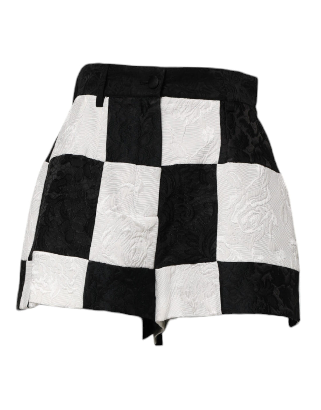Dolce & Gabbana Black White Floral Brocade Hot Pants Shorts