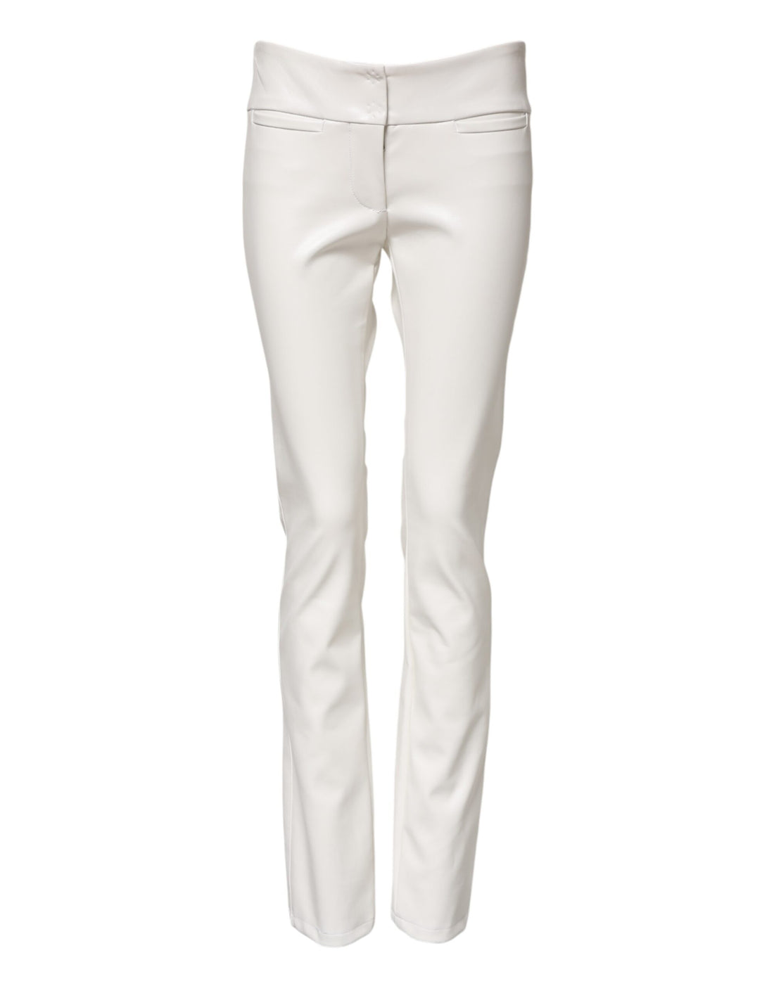 Dolce & Gabbana White Polyurethane High Waist Tapered Pants