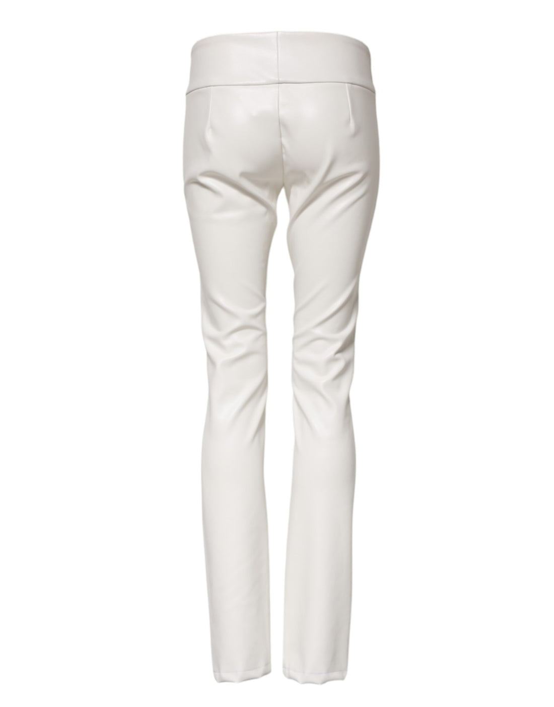 Dolce & Gabbana White Polyurethane High Waist Tapered Pants