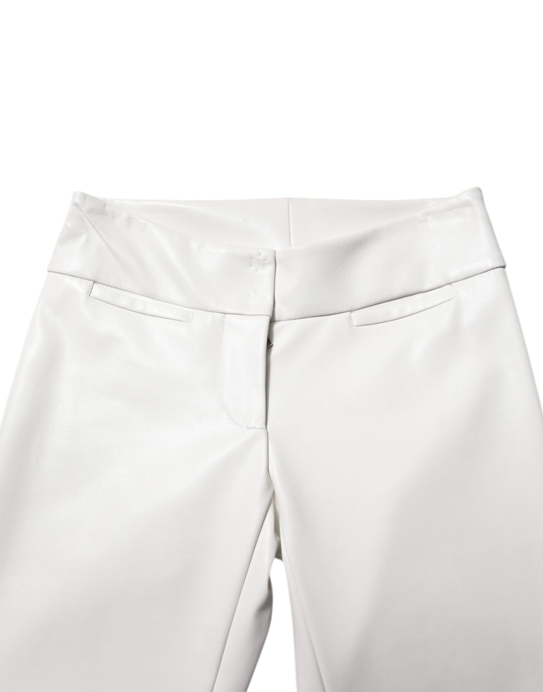 Dolce & Gabbana White Polyurethane High Waist Tapered Pants