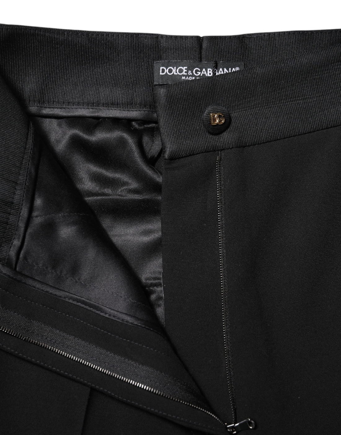 Dolce & Gabbana Black Wool High Waist Skinny Pants