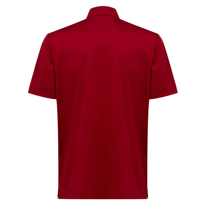 Canali Red Cotton Shortsleeve Shirt