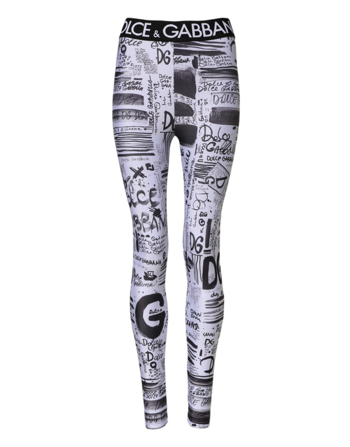 Dolce & Gabbana White Graphic HighWaist Skinny Leggings Pants
