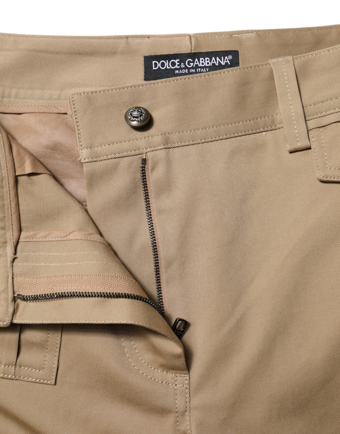Dolce & Gabbana Beige Mid Waist Cargo Tapered Pants