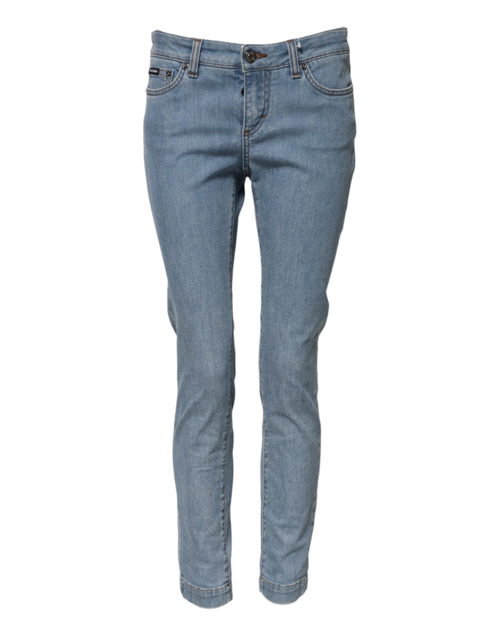 Dolce & Gabbana Blue Cotton PRETTY MidWaist Skinny Denim Jeans
