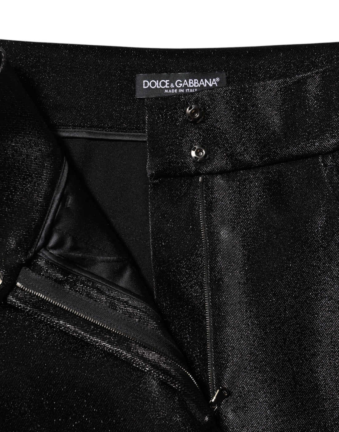 Dolce & Gabbana Black Cotton Stretch Lurex Thread Skinny Pants